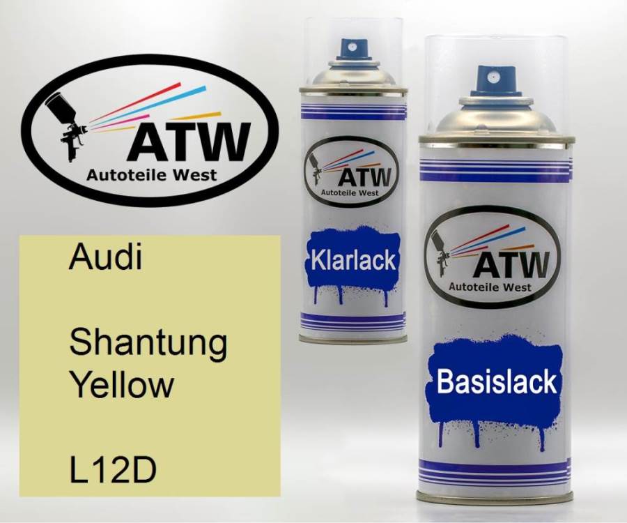 Audi, Shantung Yellow, L12D: 400ml Sprühdose + 400ml Klarlack - Set, von ATW Autoteile West.